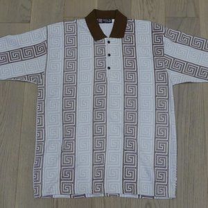 Triples Vintage Brown Collar White/Brown/Grey Large Polo